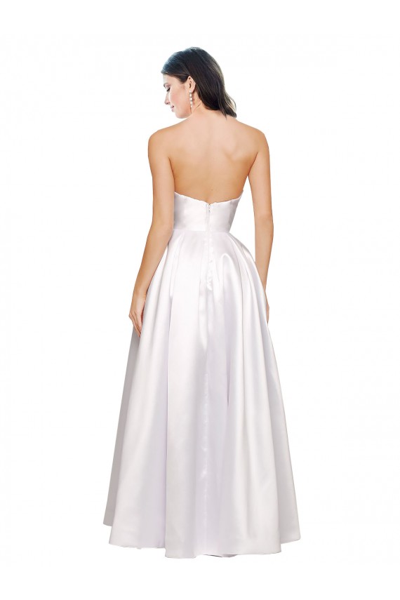 Long White Sleeveless A-Line Low Back Formal Evening Gown / Prom Dress / Bridesmaid Dress Leeds