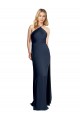 Long Dark Navy Sleeveless A-Line Open Back Daring Side Slit Formal Evening Gown / Prom Dress / Bridesmaid Dress Leeds