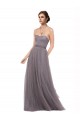 Long Pewter Sleeveless A-Line V-Back Bridesmaid Dress Leeds
