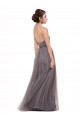 Long Pewter Sleeveless A-Line V-Back Bridesmaid Dress Leeds