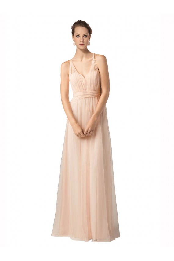 Long Nude Sleeveless A-Line Bridesmaid Dress / Evening Dress Leeds