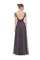 Long Pewter Cap Sleeves A-Line Bridesmaid Dress Leeds