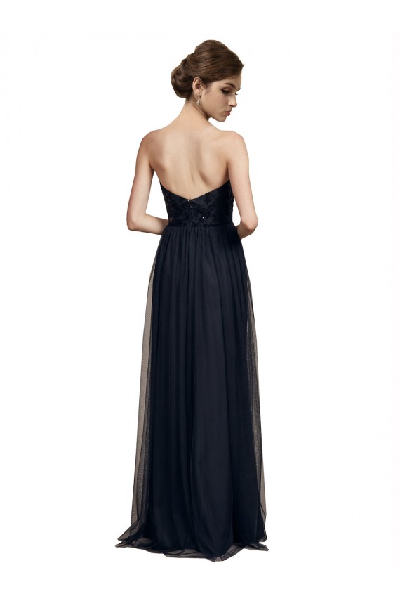 Long Black Sleeveless A-Line Bridesmaid Gown Leeds