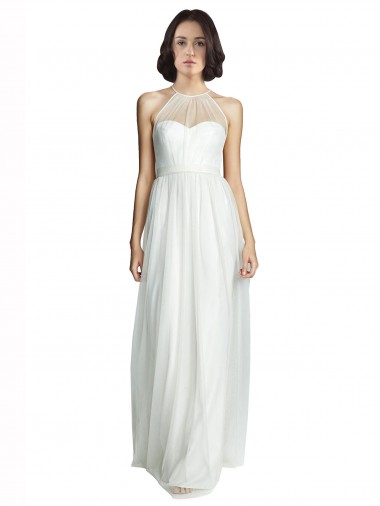 Long White Sleeveless A-Line Bridesmaid Dress Leeds