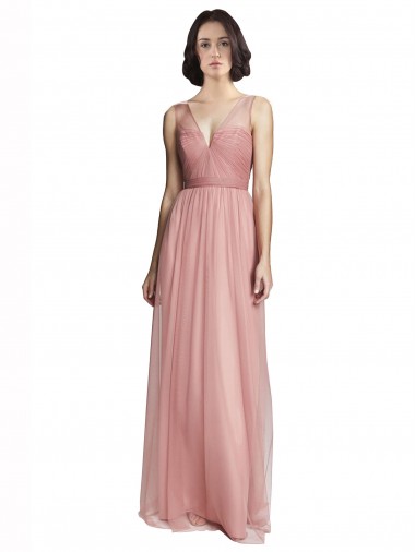 Long Rose Pink Sleeveless A-Line Bridesmaid Dress Leeds