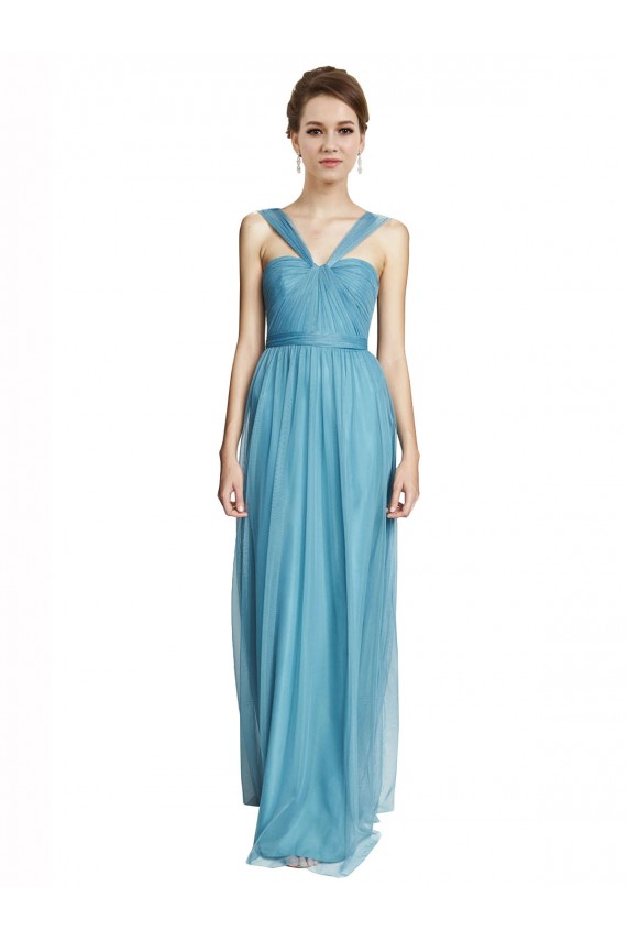 Long Sky Blue Sleeveless A-Line Bridesmaid Dress Leeds