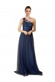 Sweep Train Dark Navy Sleeveless A-Line Bridesmaid Dress Leeds