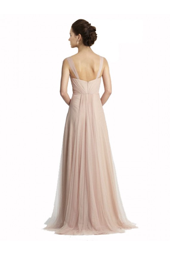 Long Nude Sleeveless A-Line Tulle Bridesmaid Evening Dress Leeds