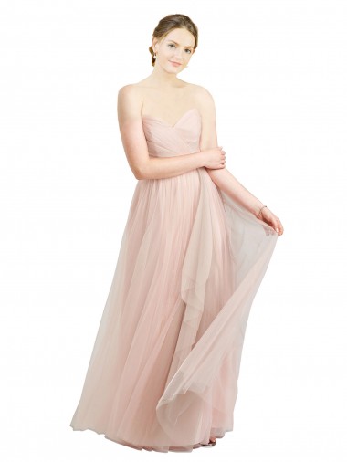 Long Pink Sleeveless A-Line Tulle Bridesmaid Dress / Evening Dress Leeds