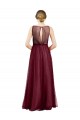 Long Burgundy Sleeveless A-Line Keyhole Back Semi Formal Evening Dress / Bridesmaid Dress Leeds