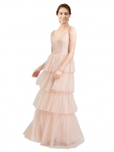 Long Pink Sleeveless A-Line Semi Formal Evening Dress / Bridesmaid Dress Leeds
