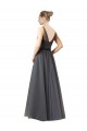 Long Slate Grey Sleeveless A-Line V-Back Formal Dress / Bridesmaid Dress Leeds