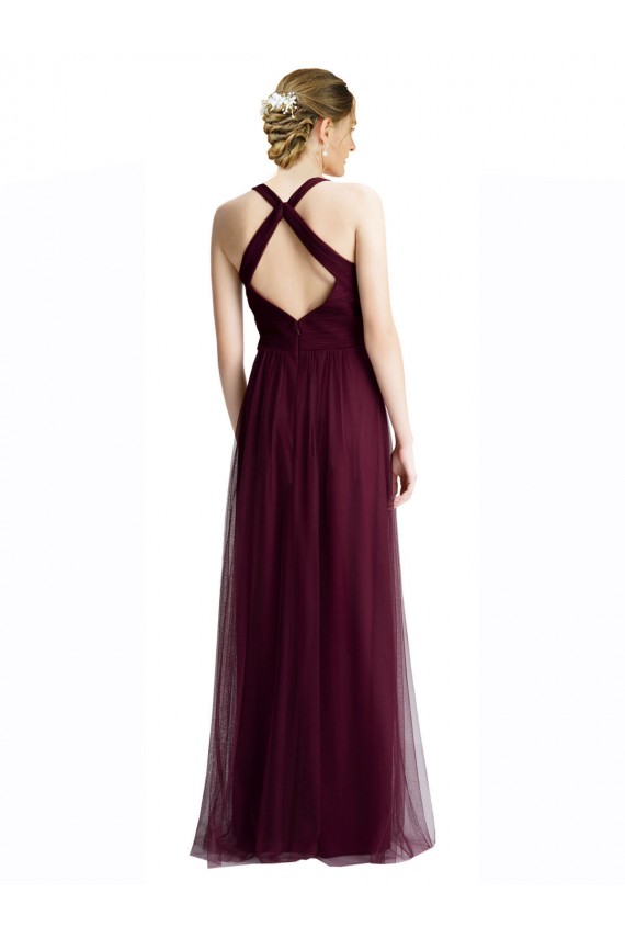 Long Red Sleeveless A-Line Keyhole Back Bridesmaid Dress / Evening Dress Leeds