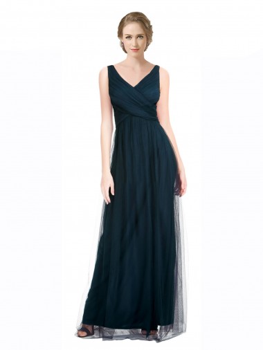 Long Blue Sleeveless A-Line Bridesmaid Dress Leeds