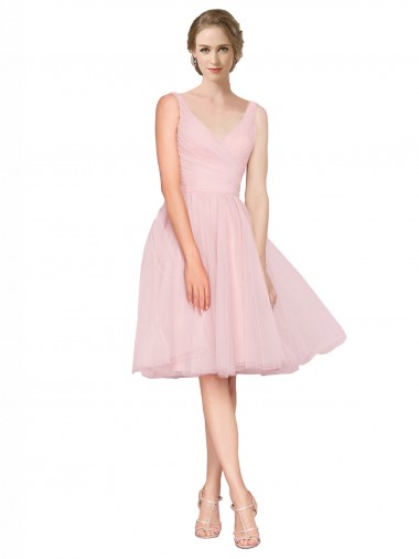 Knee Length Pink Sleeveless A-Line Bridesmaid Gown Leeds