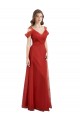 Long Red Cold Shoulder A-Line V-Back Formal Dress / Bridesmaid Dress Leeds