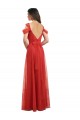 Long Red Cold Shoulder A-Line V-Back Formal Dress / Bridesmaid Dress Leeds