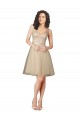 Knee Length Champagne Sleeveless A-Line V-Back Bridesmaid Dress Leeds