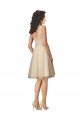 Knee Length Champagne Sleeveless A-Line V-Back Bridesmaid Dress Leeds