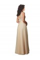 Long Champagne Sleeveless A-Line V-Back Bridesmaid Dress Leeds