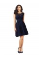 Knee Length Dark Navy Sleeveless A-Line V-Back Bridesmaid Dress Leeds