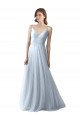 Long Light Sky Blue Sleeveless A-Line Soft Tulle Bridesmaid Dress Leeds