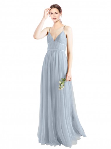 Long Light Sky Blue Sleeveless A-Line Open Back Evening Dress / Bridesmaid Dress Leeds