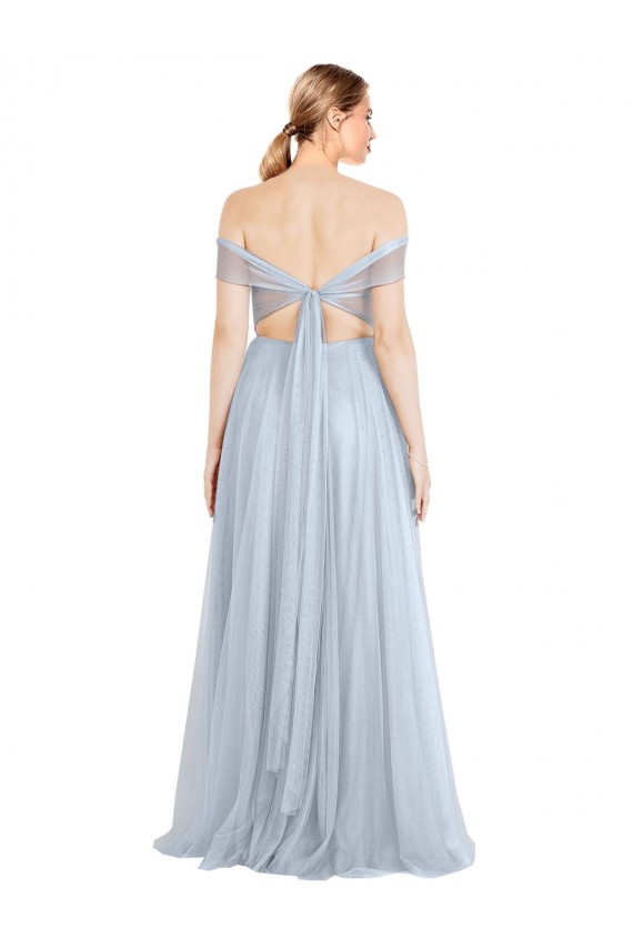Long Light Sky Blue Sleeveless A-Line Tulle Evening Dress / Bridesmaid Dress Leeds