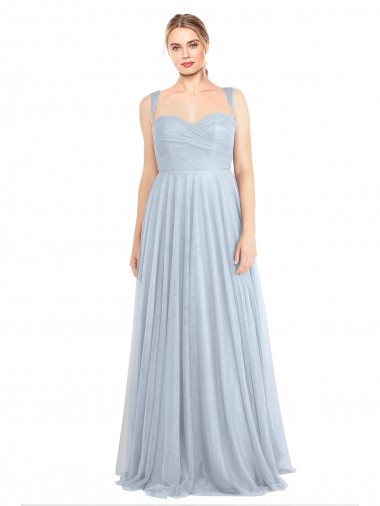 Long Light Sky Blue Sleeveless A-Line Tulle Evening Gown / Bridesmaid Dress Leeds