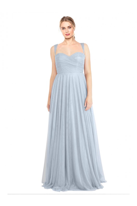 Long Light Sky Blue Sleeveless A-Line Tulle Evening Gown / Bridesmaid Dress Leeds