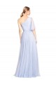 Long Light Sky Blue Flutter Sleeves A-Line Bridesmaid Dress Leeds