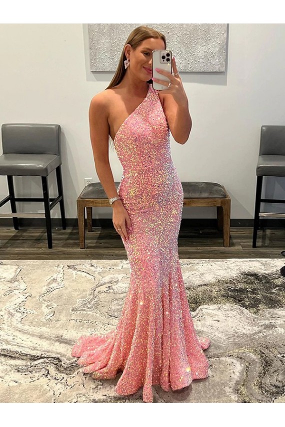 Sweep Train Pink Sleeveless Sheath Velvet Sequin Prom Dress / Evening Dress Leeds