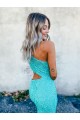 Sweep Train Sleeveless Mermaid Velvet Sequin Prom Dress / Evening Dress Leeds