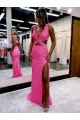 Long Sweep Train Sleeveless Sheath Velvet Sequin Evening Dress Leeds