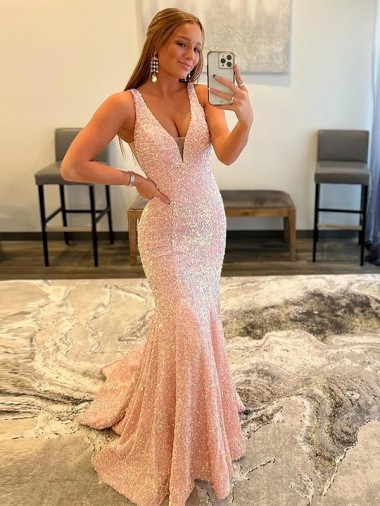 Sweep Train Sleeveless Sheath Velvet Sequin Evening Gown Leeds