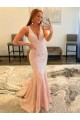 Sweep Train Sleeveless Sheath Velvet Sequin Evening Gown Leeds