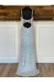 Sweep Train Sleeveless Sheath Velvet Sequin Evening Prom Dress Leeds
