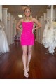 Short Fuchsia Sleeveless Sheath Velvet Sequin Prom Dresses Leeds