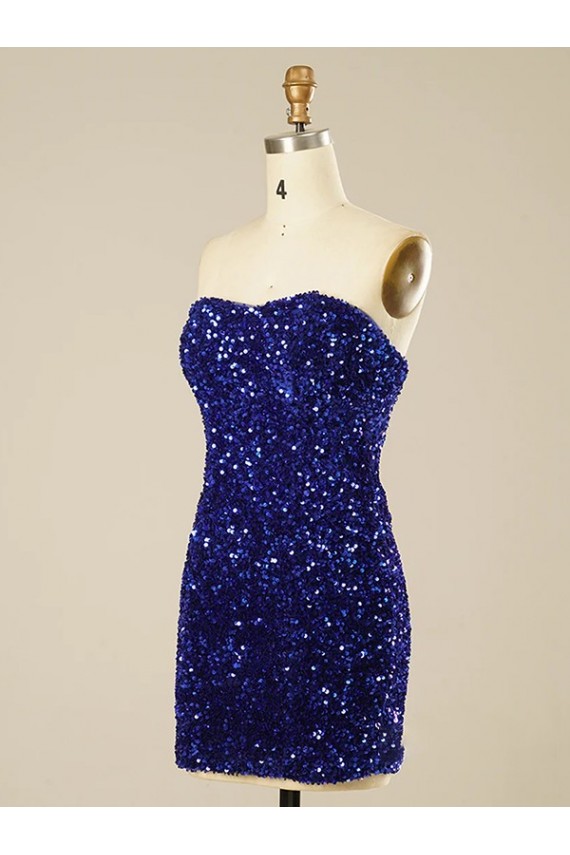 Short Sleeveless Sheath Velvet Sequin Prom Dresses Leeds