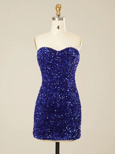 Short Sleeveless Sheath Velvet Sequin Prom Dresses Leeds