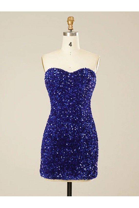 Short Sleeveless Sheath Velvet Sequin Prom Dresses Leeds