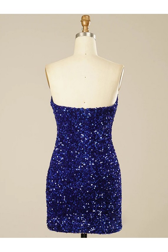 Short Sleeveless Sheath Velvet Sequin Prom Dresses Leeds