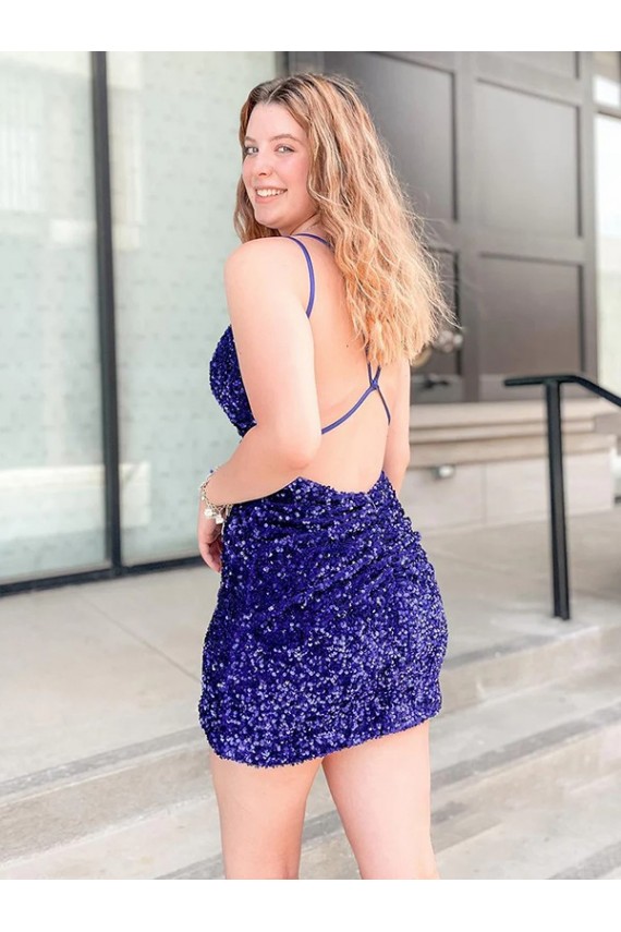 Short Sleeveless Sheath Velvet Sequin Cocktail Dress / Prom Dress Leeds