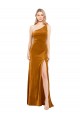 Long Gold Sleeveless A-Line Stretch Velvet Formal Evening Gown / Prom Dress / Bridesmaid Dress Leeds