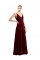 Long Burgundy Sleeveless A-Line V-Back Bridesmaid Dress / Evening Dress Leeds