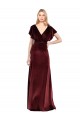 Long Burgundy Flutter Sleeves A-Line V-Back Prom Dress / Bridesmaid Dress Leeds