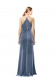 Long Dusty Blue Sleeveless A-Line Keyhole Back Prom Dress / Bridesmaid Dress Leeds
