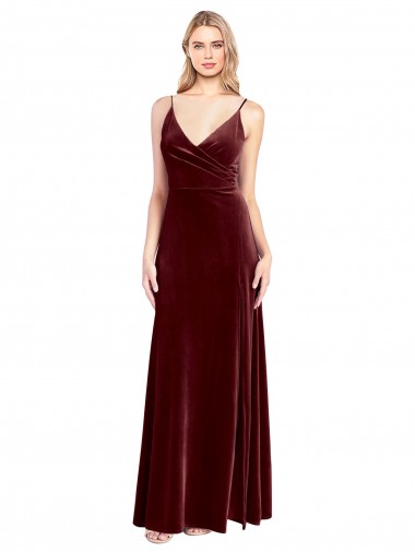 Long Burgundy Sleeveless A-Line V-Back Black Tie Prom Dress / Bridesmaid Dress Leeds