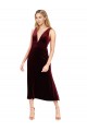 Midi Length Burgundy Sleeveless A-Line V-Back Prom Dress / Bridesmaid Dress Leeds