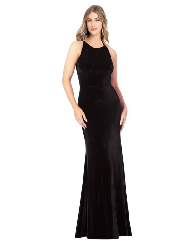 Long Black Sleeveless Sheath Open Back Formal Evening Gown / Prom Dress / Bridesmaid Dress Leeds